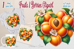 Ripe juicy apricot heart clipart |Summer sweet food graphics Product Image 1