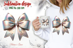 Christmas coquette bow design|Iridescent bow T-shirt clipart Product Image 2