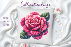 Pink yarn crochet Roses Clipart |Amazing knitted flower png Product Image 2