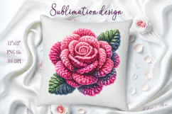 Pink yarn crochet Roses Clipart |Amazing knitted flower png Product Image 2
