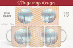 Christmas deer mug wraps png | Golden sublimation design Product Image 1