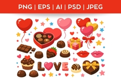 Valentine's Day Sweets Bundle|Vector &amp; PNG Food Product Image 1