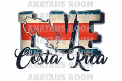 Sublimation Costa Rica Love Country Map with flag 600dpi PNG Product Image 2