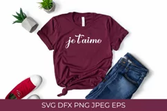 Je t'aime calligraphy lettering. I Love You in French SVG Product Image 2