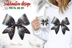 Christmas coquette bows design|Gold blue bow T-shirt clipart Product Image 1