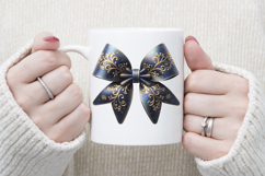 Christmas coquette bows design|Gold blue bow T-shirt clipart Product Image 3