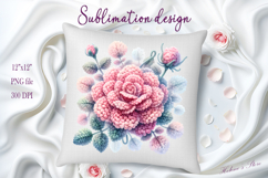 Pink yarn crochet Roses Clipart |Amazing knitted flower png Product Image 1