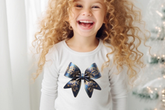 Christmas coquette bows design|Gold blue bow T-shirt clipart Product Image 4