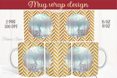 Christmas deer mug wraps png | Golden sublimation design Product Image 1