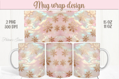 Christmas snowflakes mug wraps png | Pink &amp; gold mug design Product Image 1