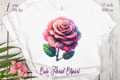 Pink yarn crochet Roses Clipart |Amazing knitted flower png Product Image 1