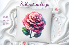 Pink yarn crochet Roses Clipart |Amazing knitted flower png Product Image 2