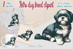 Cute vintage dog clipart | Retro dog breed design png Product Image 1