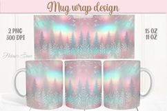 Magical Christmas forest mug wrap png|Pink &amp; gold mug design Product Image 1