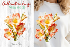 Summer flowers sublimation design png | Cute lily clipart Product Image 1