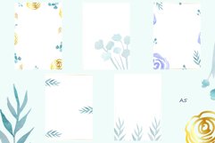 Blue and Golden Roses Watercolor Line Art Product Image 3