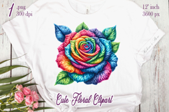 Rainbow yarn crochet Roses Clipart | Amazing knitted flower Product Image 1