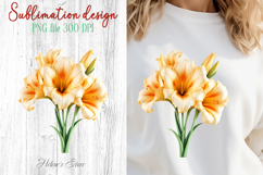 Summer flowers sublimation design png | Cute lily clipart Product Image 1