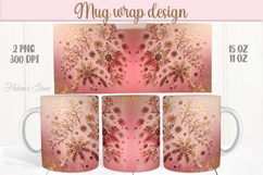 Christmas snowflakes mug wraps png | Pink &amp; gold mug design Product Image 1