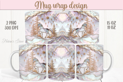 Magic Christmas horse mug wrap png |Pink &amp; gold mug design Product Image 1