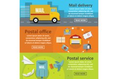 Postal delivery banner horizontal set, flat style Product Image 1