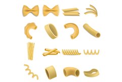 Fusilli pasta penne mockup set, realistic style Product Image 1