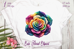 Rainbow yarn crochet Roses Clipart | Amazing knitted flower Product Image 2