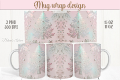 Christmas tree forest mug wraps png|Pink &amp; silver mug design Product Image 1