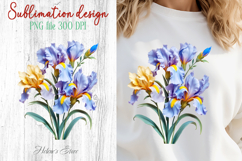 Iris flowers sublimation design png |Delicate Floral Clipart Product Image 1