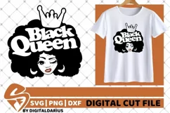 Black Queen svg, Afro Hair svg, Melanin svg, Princess, Crown Product Image 1