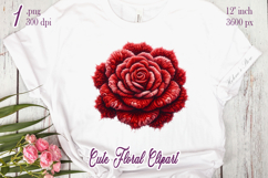 Red yarn crochet Roses Clipart | Amazing knitted flower png Product Image 2