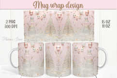Christmas snowman mug wrap png |Pearl Pink &amp; gold mug design Product Image 1