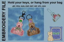 ITH Teddy Bear Vinyl Key Fob or Bag Tag - Snap Tab Product Image 1