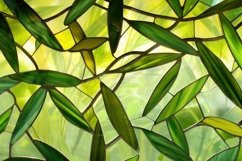 Stained Glass Green Leaves Background Wallpaper Product Image 1