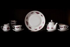 White ceramic plate mock up, vintage tea set Product Image 2