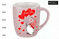 Valentine gnome I love you svg heart, Valentines day cutfile Product Image 1
