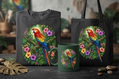 Scarlet Macaw PNG | Tropical Parrot Sublimation Design Product Image 1