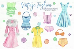 Watercolor Clip Art - Vintage Fashion Product Image 2