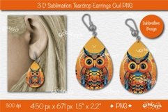 3D Earrings sublimation 3D Teardrop earrings Owl earrings Product Image 1