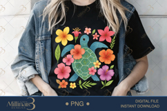Boho Floral Sea Turtle Watercolor PNG | Ocean Animal Clipart Product Image 2