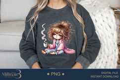 Funny Girl Early Morning PNG | Less Talk More Coffee PNG Product Image 4
