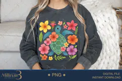Boho Floral Sea Turtle Watercolor PNG | Ocean Animal Clipart Product Image 4
