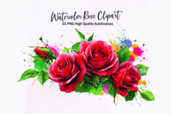 Watercolor rose bouquet clipart sublimation Product Image 1