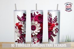 3D Flower Sublimation bundle Tumbler Wrap 20 oz Burgundy Product Image 9