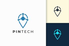 Pin Logo or Marker in Simple Line Represent Map or Position Product Image 1