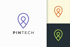 Pin Logo or Marker in Simple Line Represent Map or Position Product Image 1