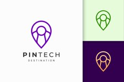 Pin Logo or Marker in Simple Line Represent Map or Position Product Image 1