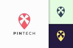Pin Logo or Marker in Simple Shape Represent Technology Product Image 1