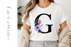 Alphabet, Letters, Monogram, Purple and Pink Flowers Product Image 1