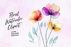 Watercolor floral clipart sublimation Product Image 1
